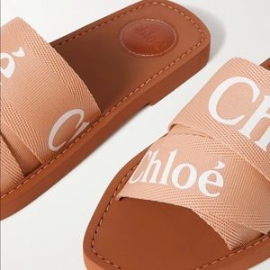 Chloe Beige Woody Slides - Authentic